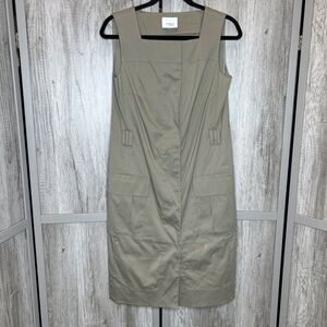 Akris Punto Shirt Dress Snap Buttons Pockets Career Office Sleeveless Size 6